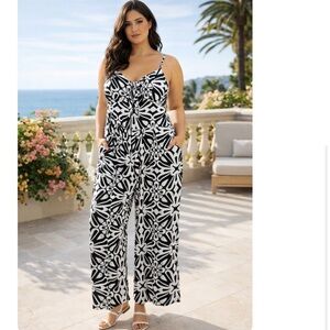 AUW Monochrome Floral Jumpsuit